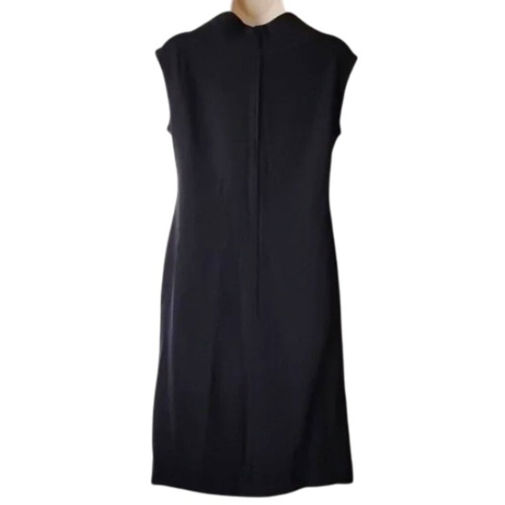 Vintage Union-Made Sleeveless High-Neck Sheath Dress 14 Lined USA 60s-70s ? - Picture 2 of 14